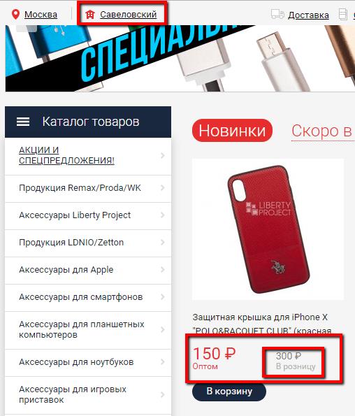 Изображение из отчета: конфликт розничной и оптовой цены на liberti.ru