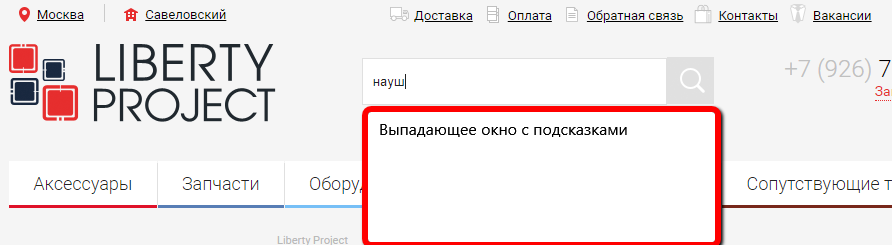 Изображение из отчета: поисковые подсказки на liberti.ru